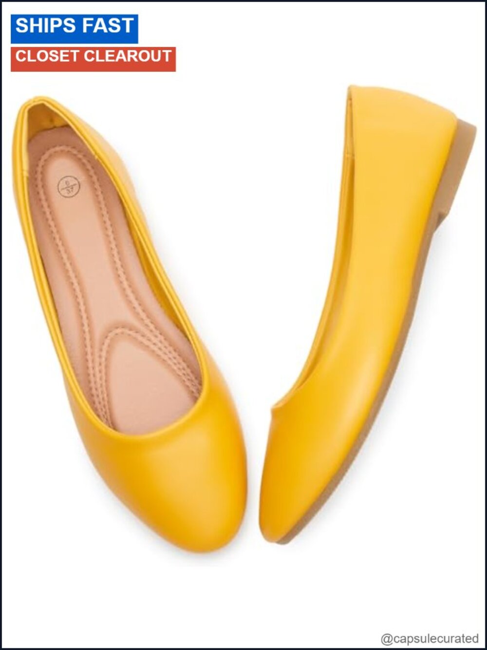 PU Leather Ballet Flats Round Toe Memory Foam Slip On Dress Shoes